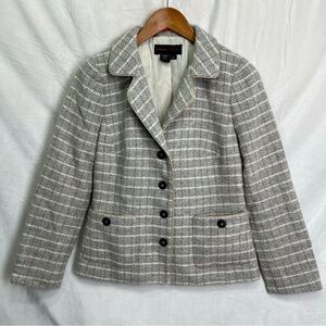 Nina McLemore Jacket Women Size 2 Tweed Wool Button Blazer Silk Lined Career USA